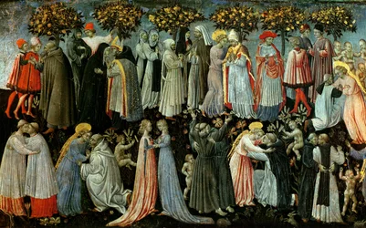 The Last Judgement, detail of the predella panel depicting Paradise, 1460-65 (detail)